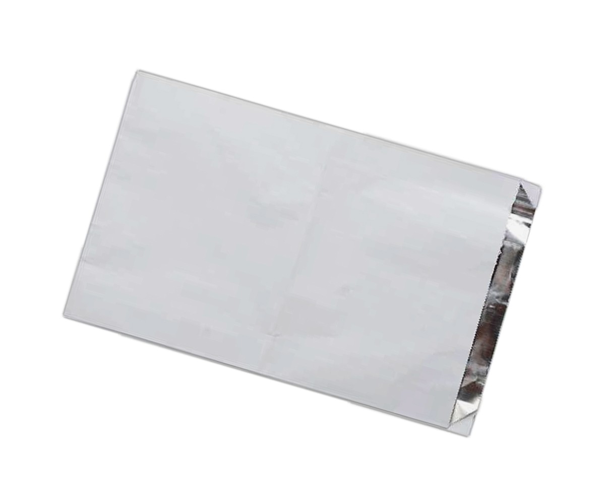 Пакет для кур бумажный 20х5х33см фольгированный белый (Оптиком)