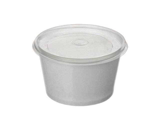 Контейнер бумажный для супа 500мл белый с крышкой (Оптиком)